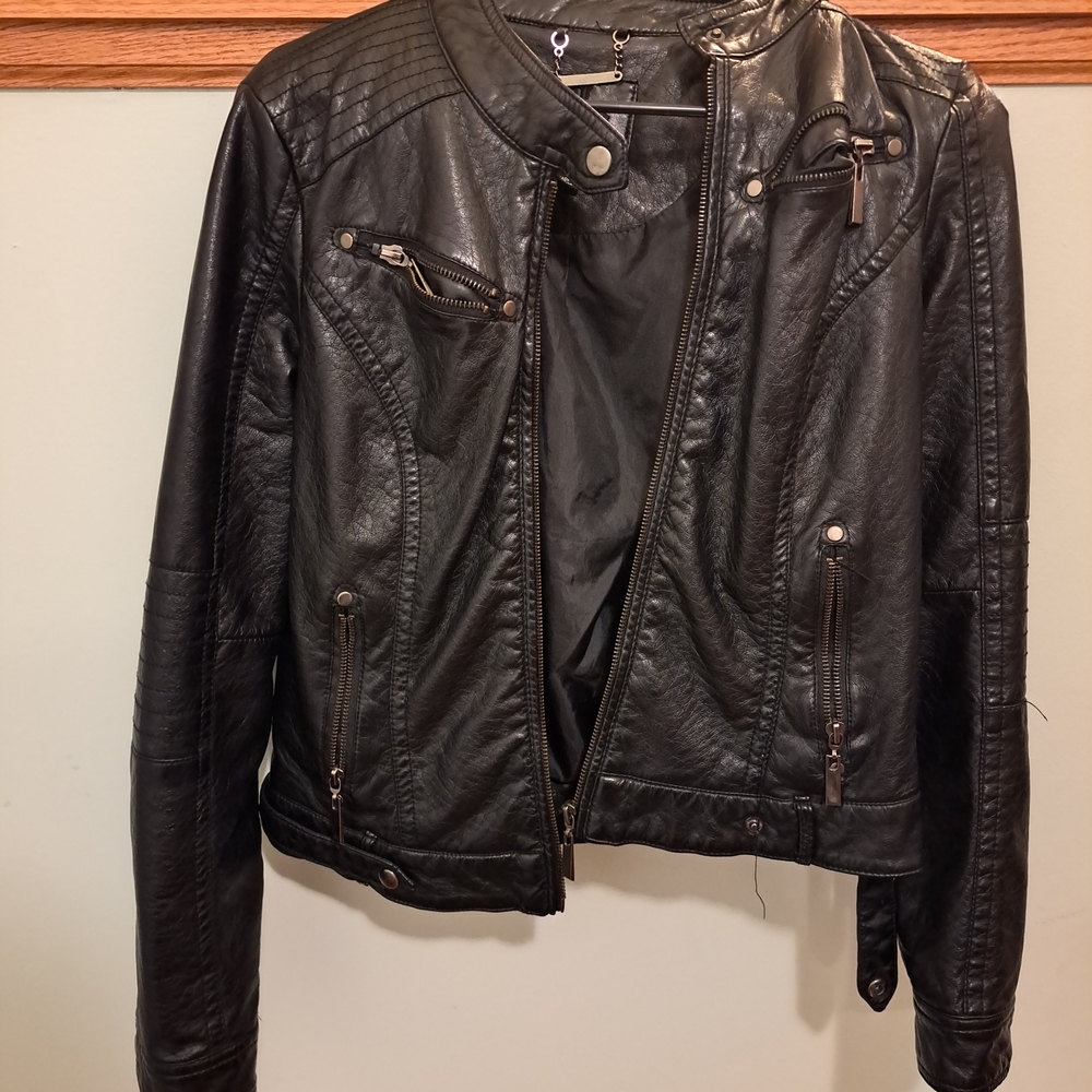 Kohl's Women's Black Leather Moto Jacket